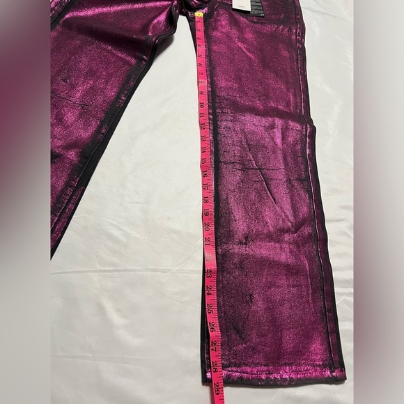 Forever 21 Metallic Foil Pink Black Straight Leg Jeans 26 - Picture 15 of 16
